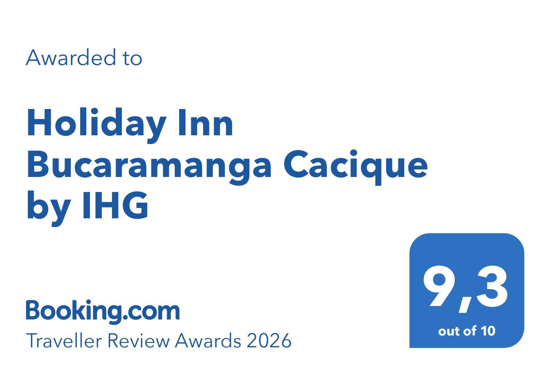 Booking.com Traveller Review Awards 2026 Holiday Inn Bucaramanga Cacique 9.3 de 10